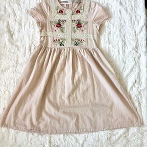 Polagram cream colored floral embroidered Sundress